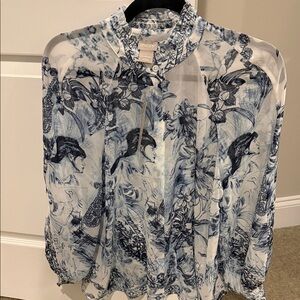 Chico's Blue and White Floral Blouse